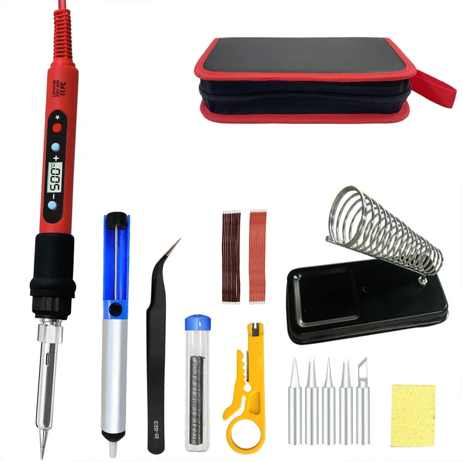 Tackle your projects with precision using this 80W soldering iron kit—featuring adjustable temperature control and an LCD display for easy, accurate welding!