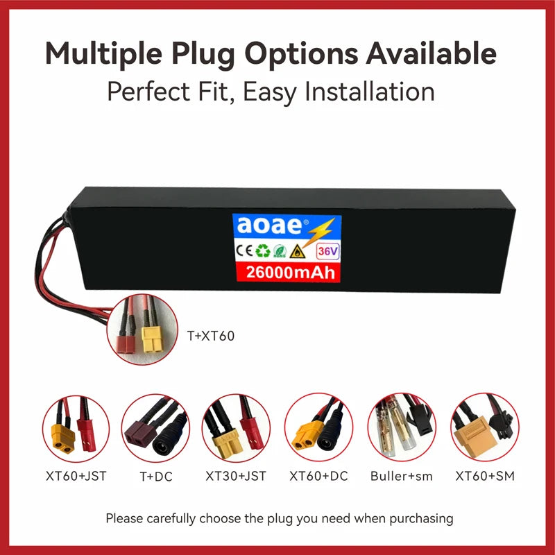 36V Electric Scooter Battery 10S4P 14Ah 18650 Grade-A Cells 500W-1000W Built-in BMS for M365 XT30 JST Long Range