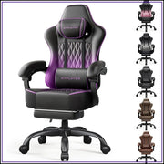 Gaming Chair Wide Seat 350LBS Big Tall Adults Purple Gradient Footrest