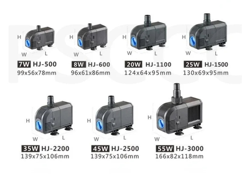 Fish Tank Quiet Frequency Circulating Filtration Pump 7/8/20/25/35/45/55W Multi-Function Submersible Aquarium Water Pond Pumps