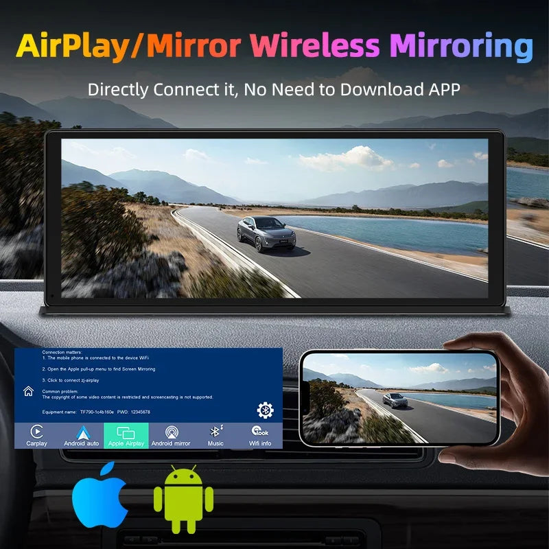 Develuck 11.3" Car Stereo Wireless Carplay Android auto Video with Rear Camera GPS Navigation Car Audio Receivers Dual Bluetooth