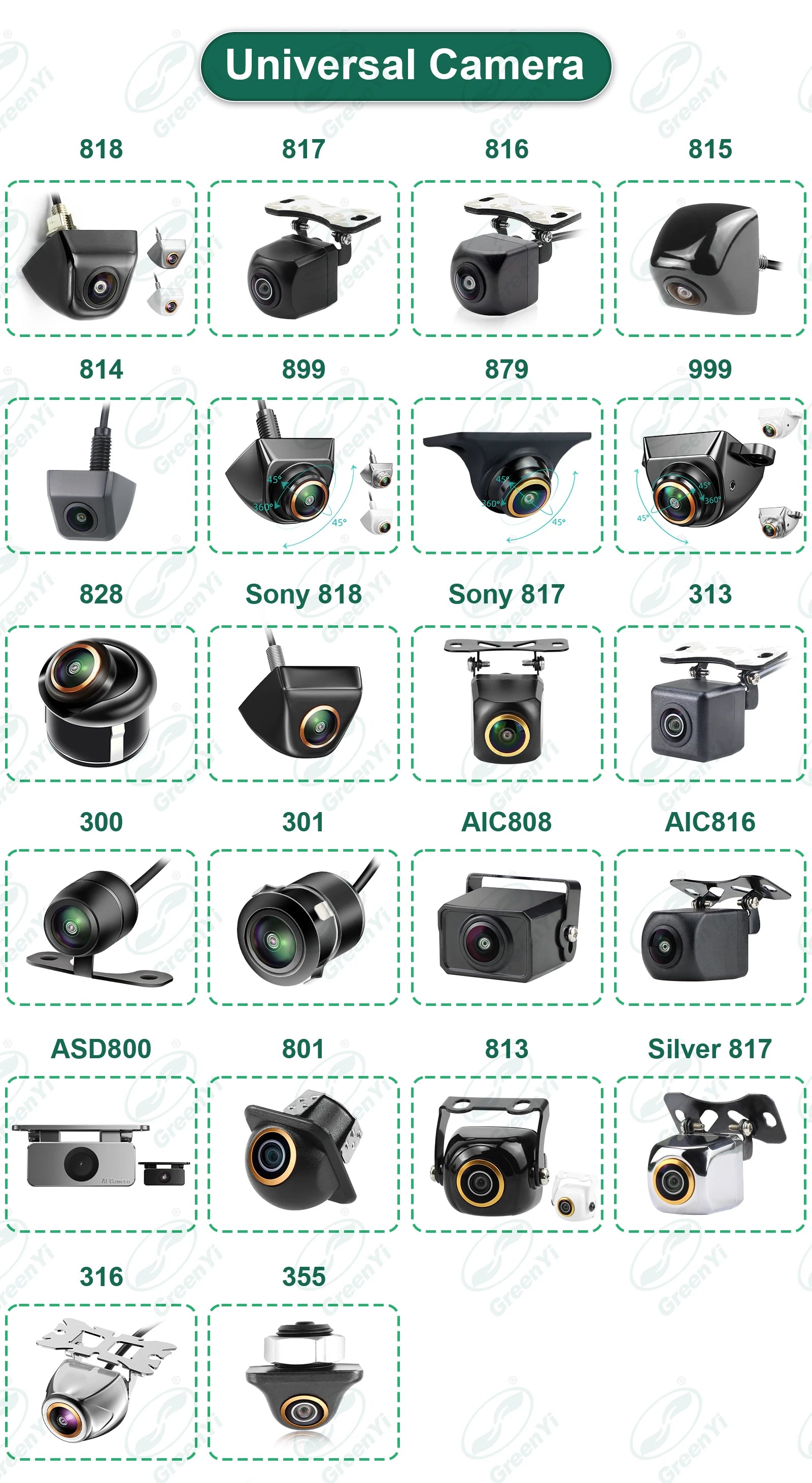 GreenYi AHD 1920x1080P Car Rear View Camera 170° Fisheye Lens Full HD Night Vision Vehicle Reversing Front Cameras C899