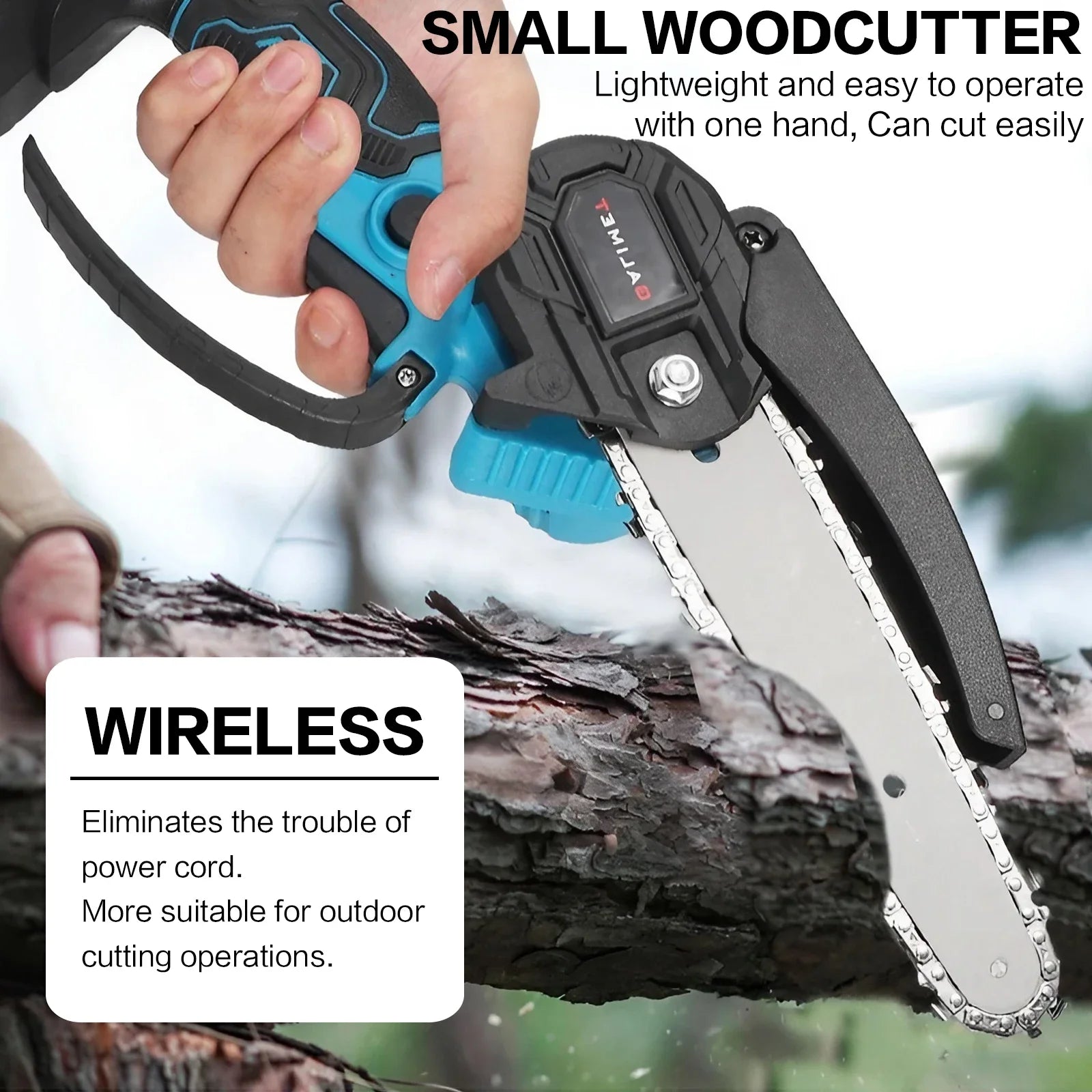 Cordless Rechargeable Electric Chainsaw 4 6 Inch Mini Handheld Pruning Saw Wireless Wood Cutting Tool for Garden Tree Branch Trimming Backyard Wood Logging Power Tools Kit with Battery Charger Portable Lightweight