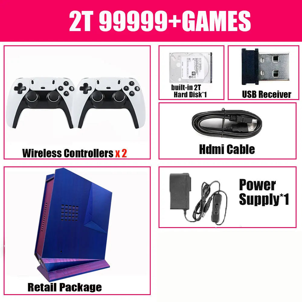 G3 Pro Retro Video Game Console Dual System with 99999+Games for SWITCH/PS3/WIIU/WII/PS2 60+Emulators 4K HD Wireless Controllers