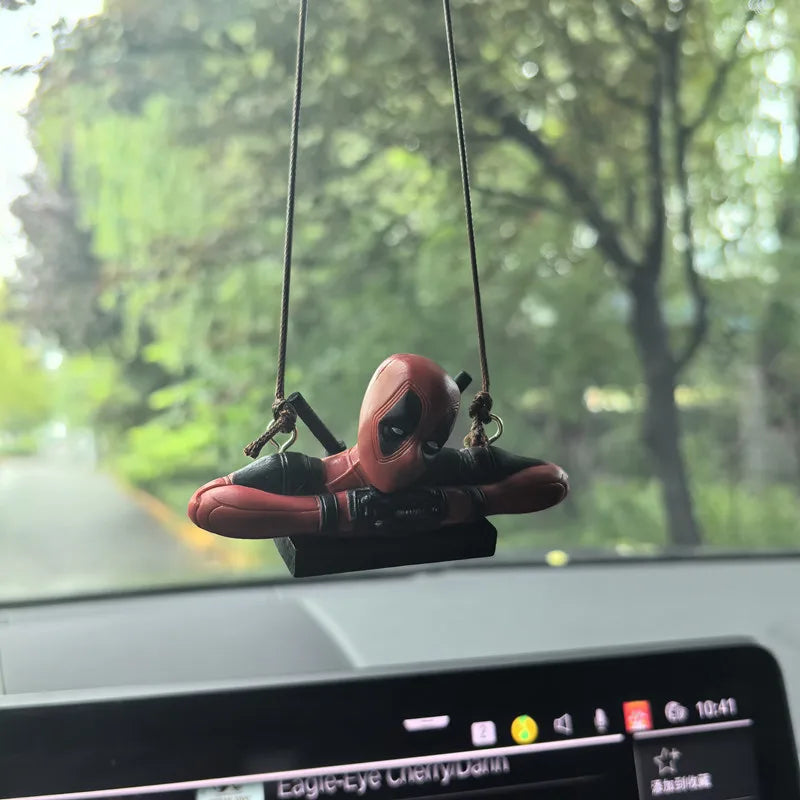 NWE Marvel Deadpool Car Rearview Mirror Pendant Reading Deadpool Car Pendant Mini Model Toy Action Figure New Hot Christmas Gift
