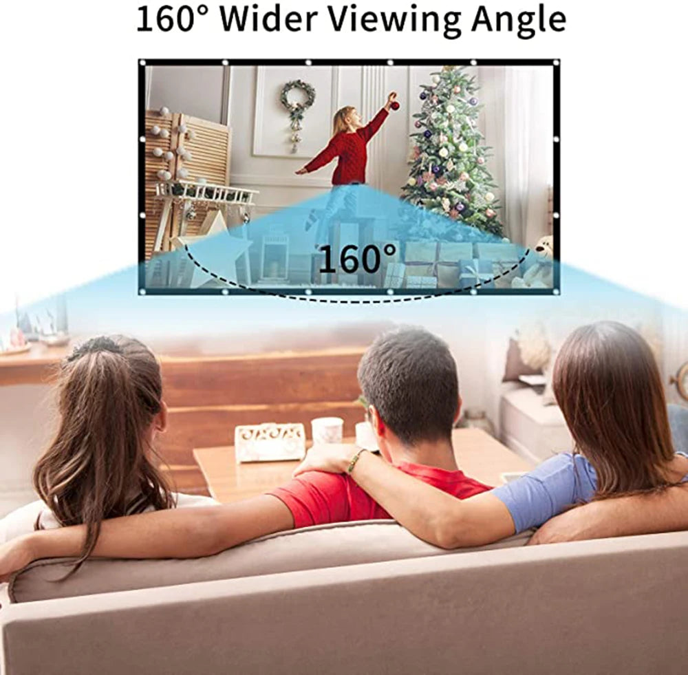 Enjoy big-screen entertainment anywhere with this simple, foldable projection screen—available in sizes from 60 to 150 inches!