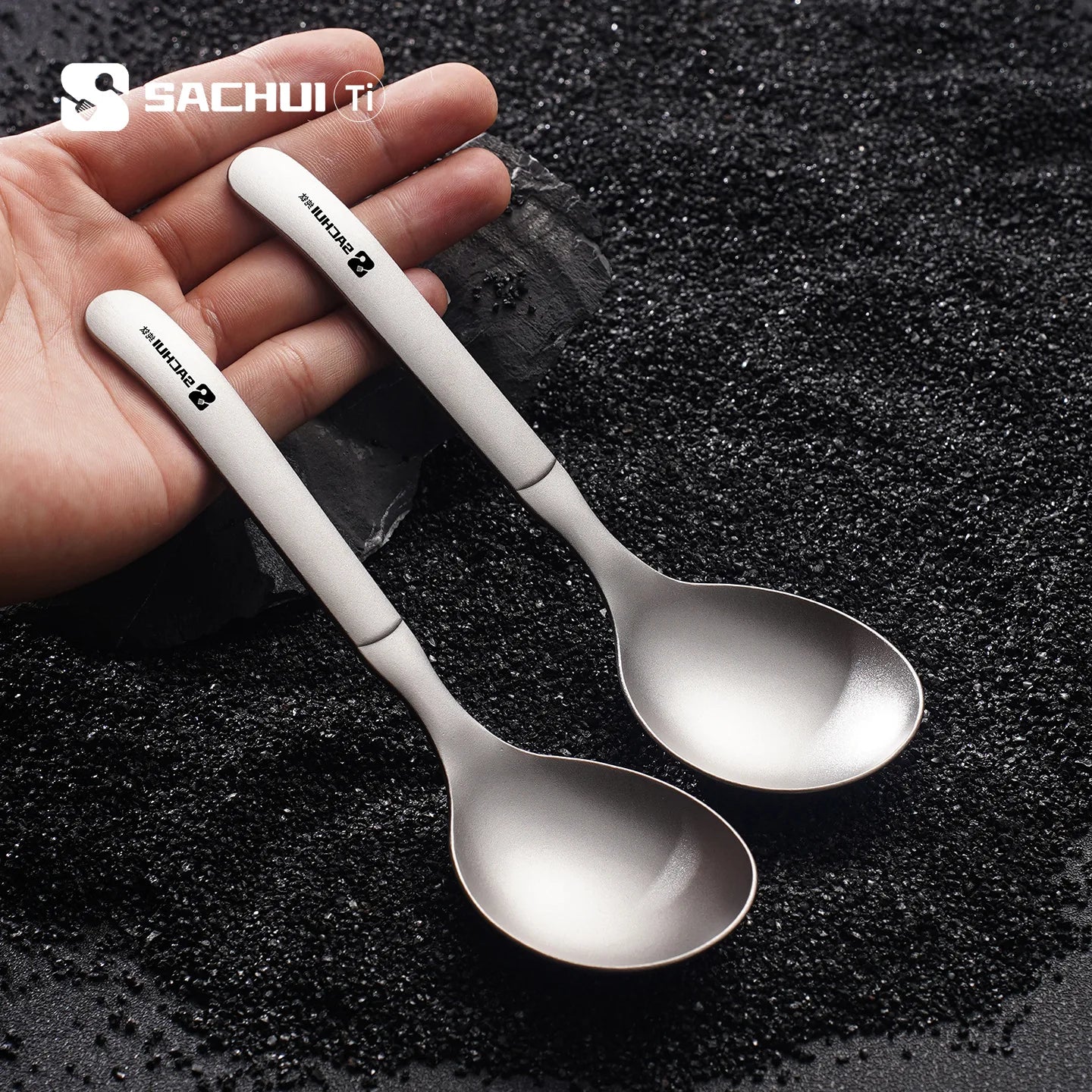 Pure Titanium Round Spoon Lightweight Camping Utensil Home Use Soup Rice Spoon Portable Backpacking Hiking Outdoor Tableware