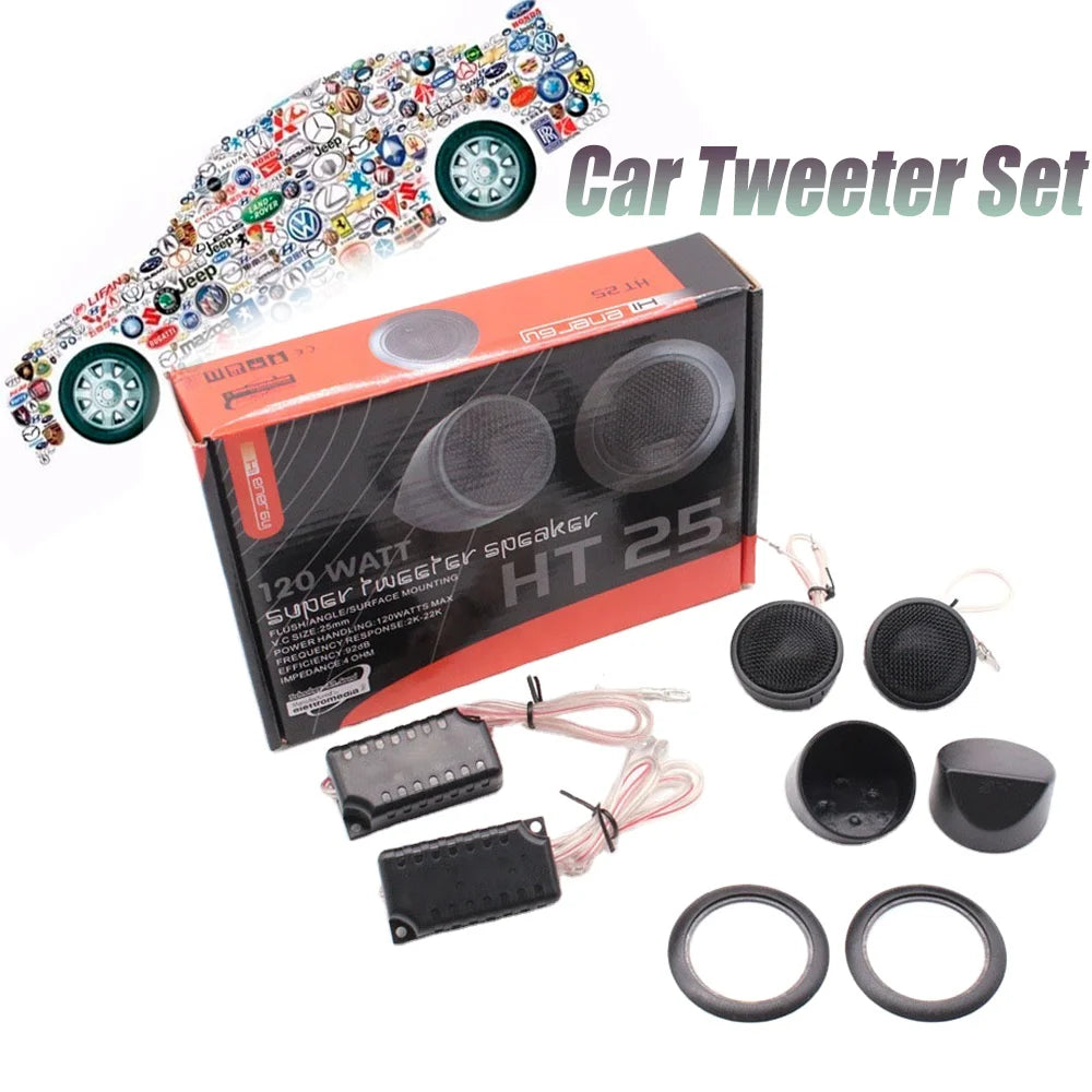 HT25 Loudspeaker Car Audio Tweeter Speakers Car Loud Dome Tweeter For Car High Tweeter Mini Speakers Silk Film Auto Speaker 2pcs