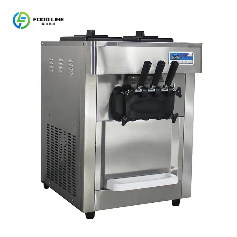 Commercial Ice Cream Machine with LED Display Self-Cleaning 3 Flavors Frozen Yogurt Maker for Restaurant Cafe Customized