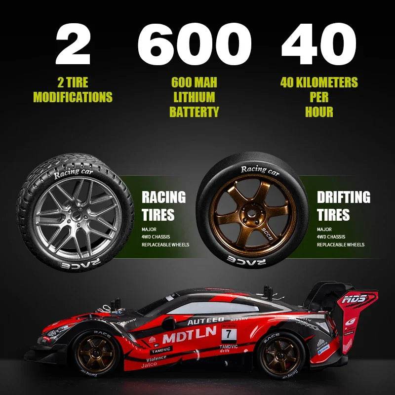 Professional RC remote control car four-wheel drive drift racing car cool lighting competition racing car electric toy