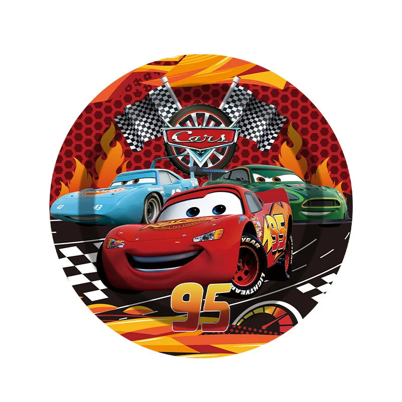 Cars Theme Birthday Party Decoration Tableware Banner Tablecloth Gift Bag Paper Plates Party Favors Toy Set Stamps Bracelets