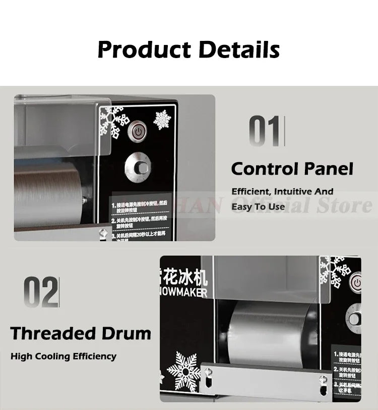 HomeWise 60KG/24H Korean Snowflake Ice Machine Small Snow Continuous Cooled Milk Mango Bingsu Shaver Smoothie Crusher 110V 220V