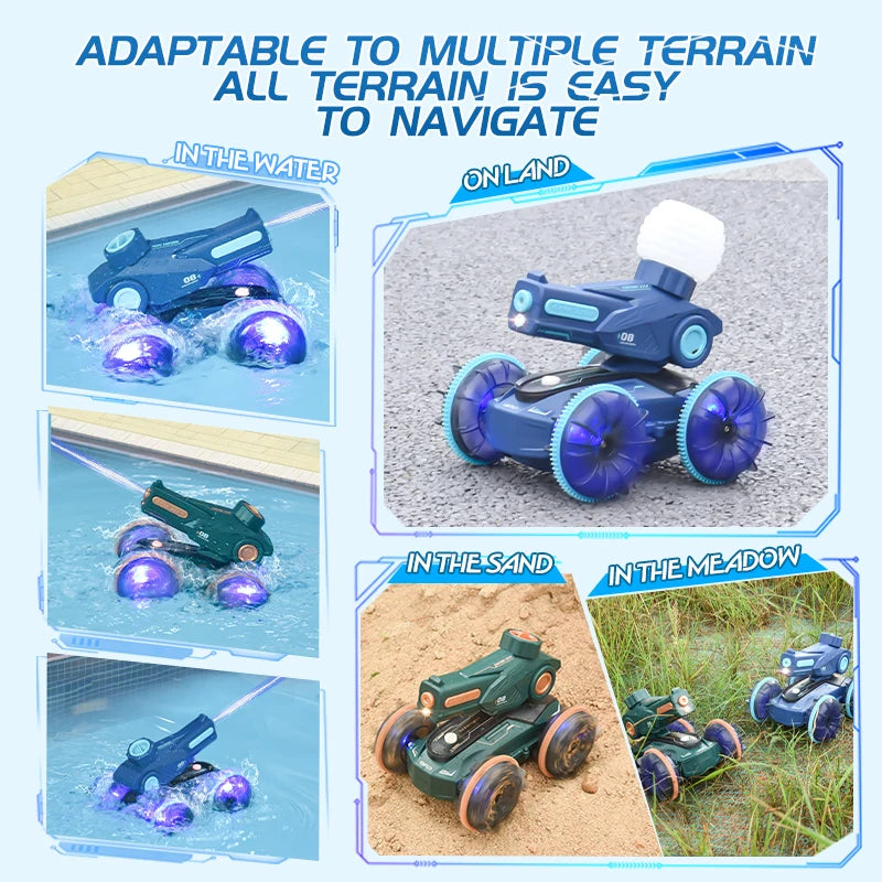 Remote Control Water Cannon Car Aquatic Terrestrial Automatic Water Absorption Long Water Column Spray Summer Play Water Toy