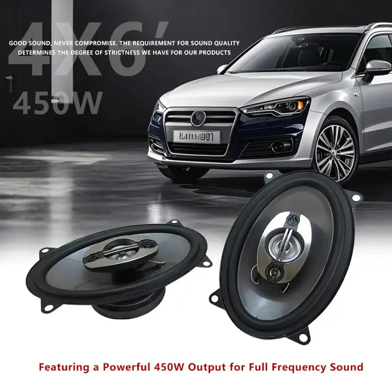 2pcs 4x6 Inch Car Speakers 4-Way Coaxial Full Frequency Sound for Car Stereophonic Sound Sleek Design Speaker 900W (2x450W)