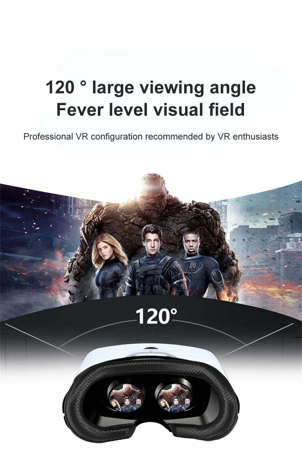 VR Virtual Reality 3D Smart Glasses Stereo Helmet Headset With Remote Controller For IOS Android Smartphones Virtual World 7"