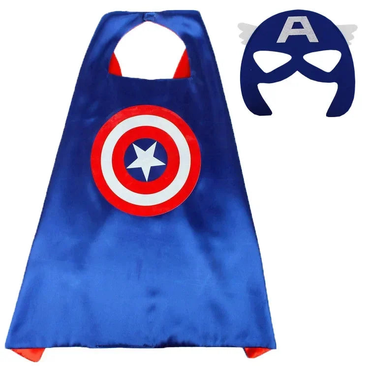 Super Hero Masquerade Mask Cape Cloak Anime Spider Man Batman Cloak Action Captain America Figure Toys Cosplay Child Party Gifts
