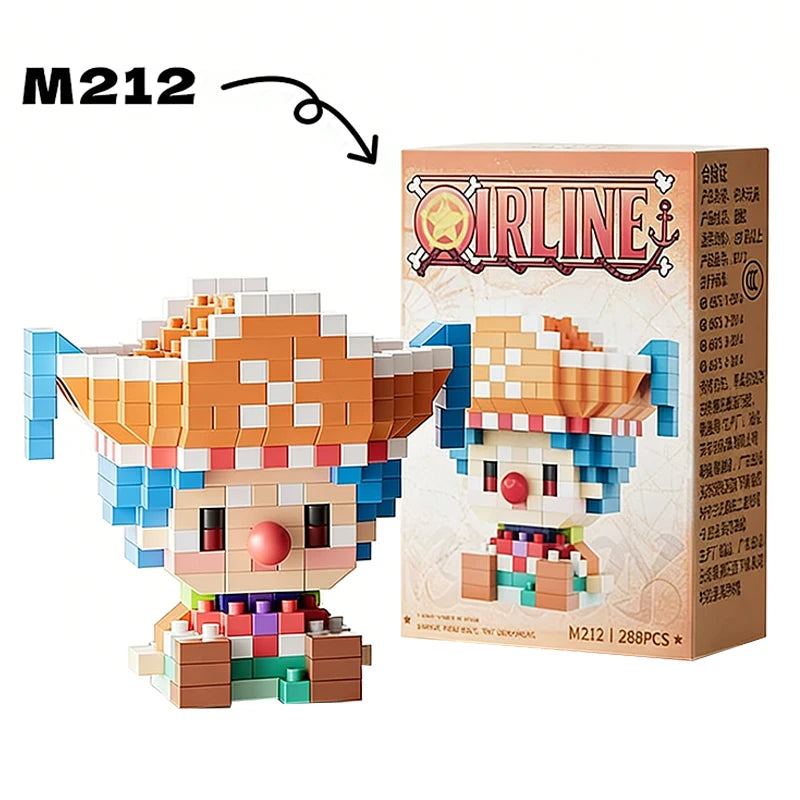 ONE PIECE Sun God Nika Luffy Micro Building Block Chopper Ace Buggy 3D Anime Model Assembly Mini Bricks Figure Toys For Gift