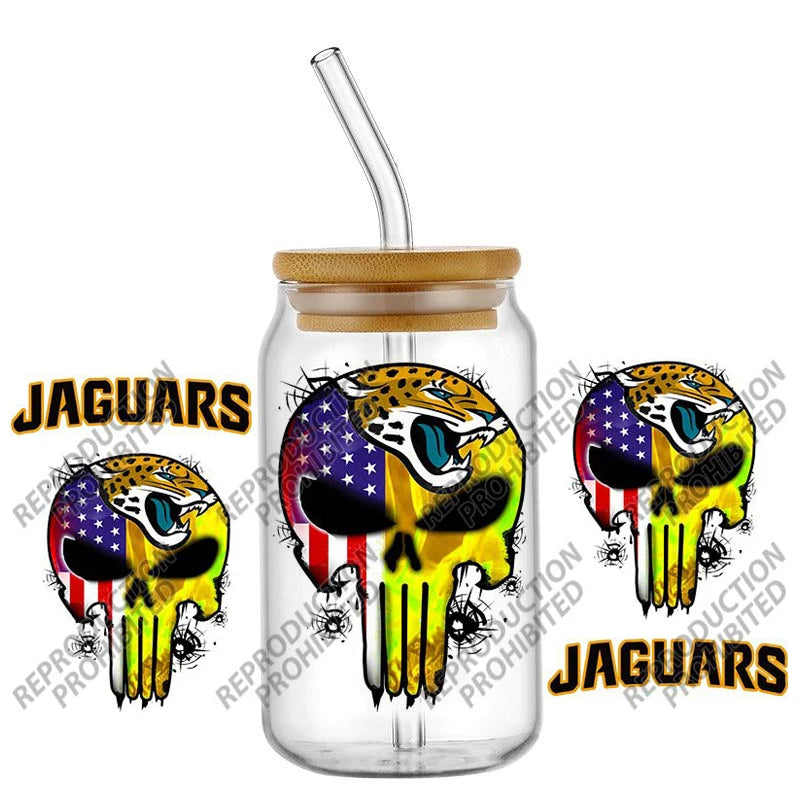 High Quality ‌3D Skull Sports Team Decal UV DTF Cup Wrap for 16oz Libbey Glasses Can DIY Mug Transfer Stickers