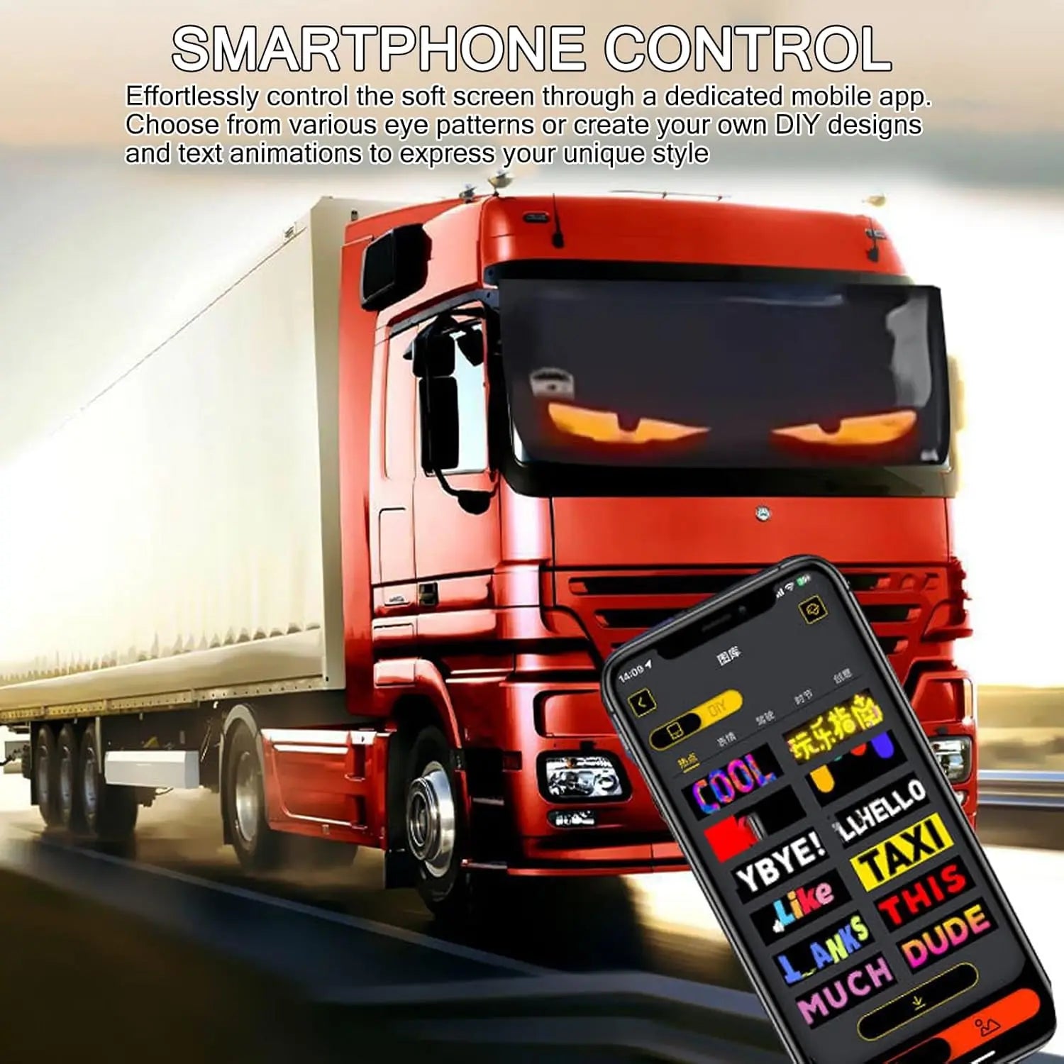 Car Devil Eyes Light Flexible LED Panel led Matrix Screen for Windshield Glowing Car eyes DIY programmable Car Truck Eyes Light