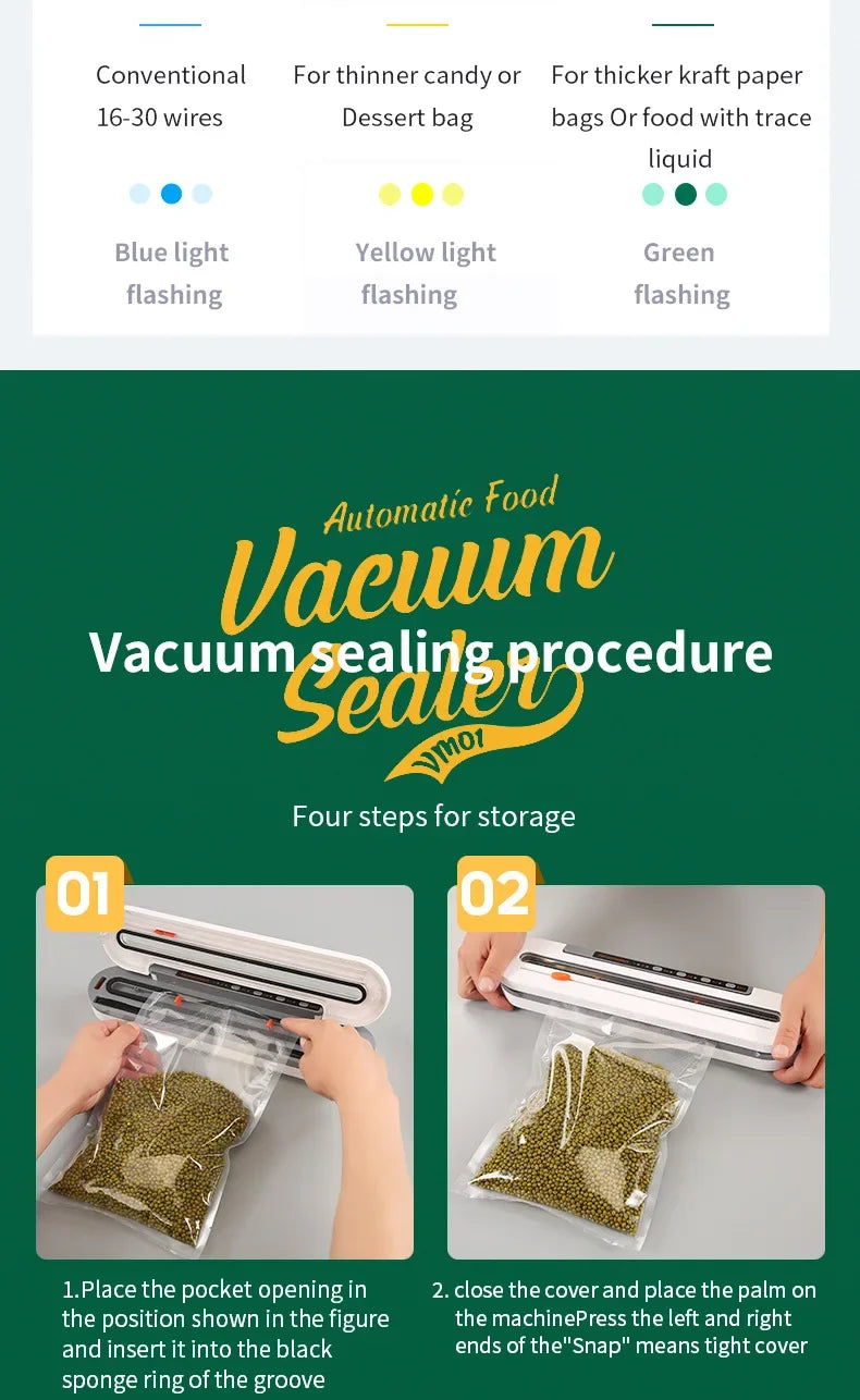 New Automatic 30cm Vacuum packaging machine Food Vacuum sealer for Dry wet soft powder Household food Storage Sealing machine