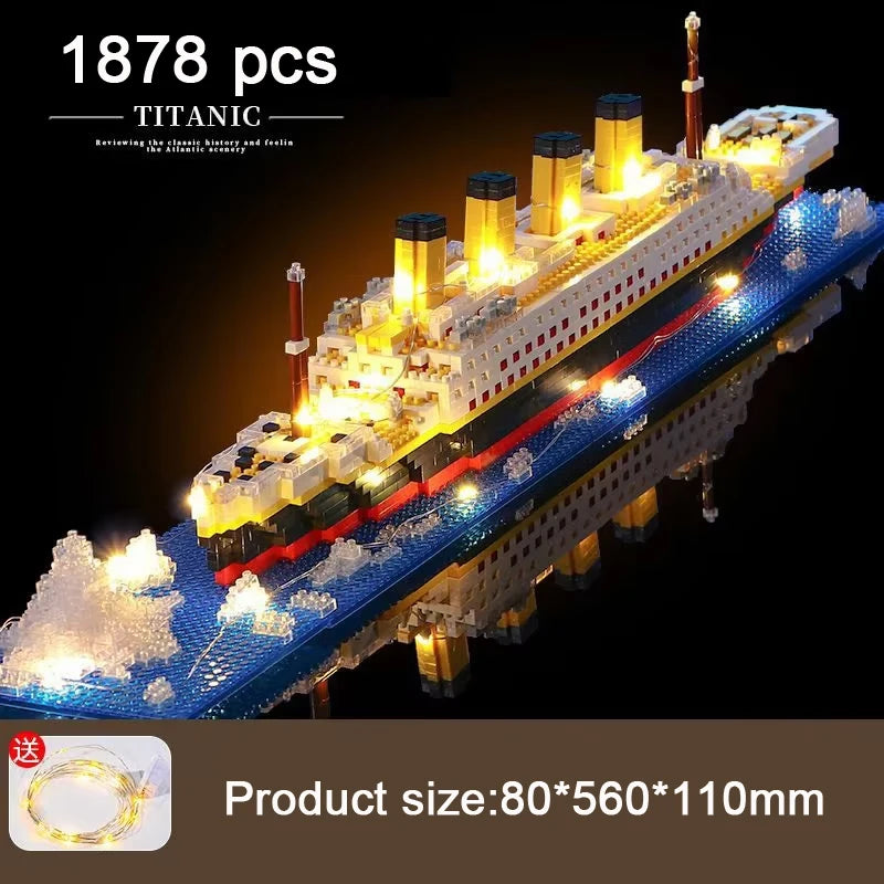 Small Particle Building Block Assembly Toy Titanic Giant Boy Girl Puzzle Cruise Ship Brick Model Kit Desltop Birthday Gift Child