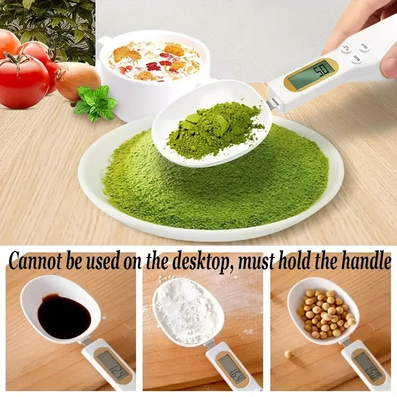 Measure ingredients with precision using this digital spoon scale—electronic LCD display, 0.1-500g capacity, perfect for flour, milk, coffee powder, and more!