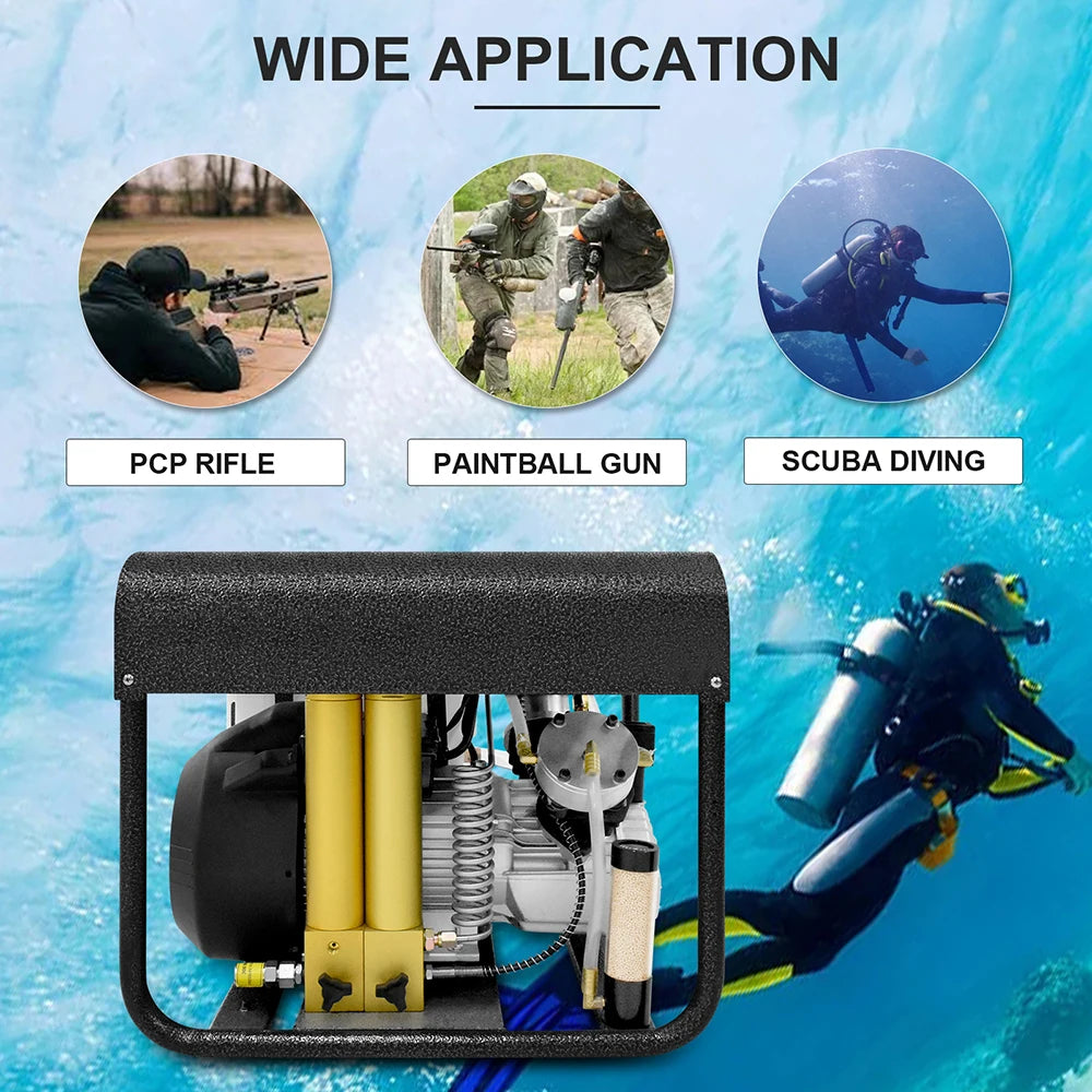 TUXING 4500Psi 300Bar PCP Air  Compressor Diving High Pressure Compressor Built-in Filter Fan Cooling Scuba 6.8L Tank TXEDT032