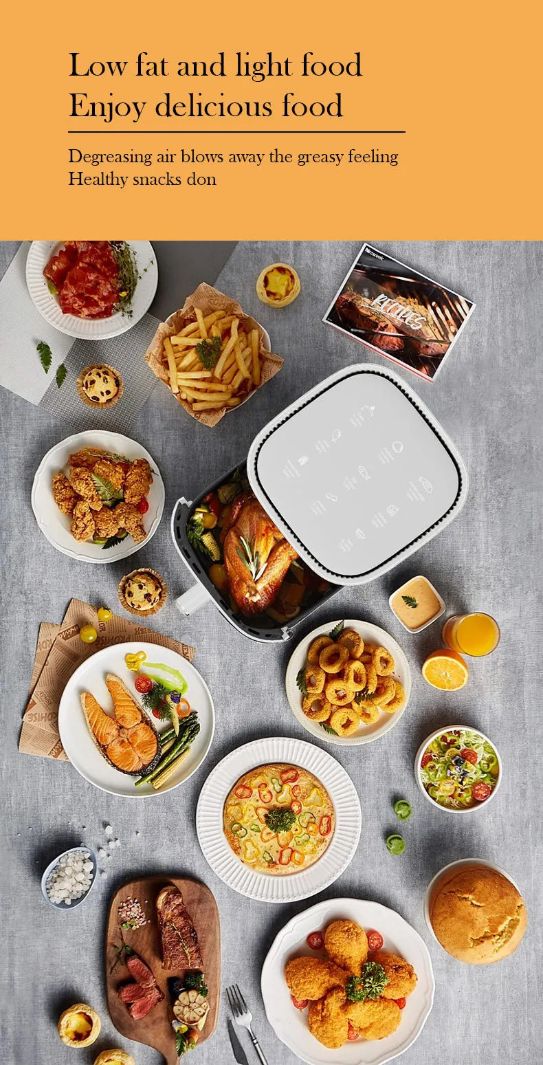 Stainless steel household 10 liter large capacity intelligent electronic digital fryer, oil-free multifunctional touch screen ai