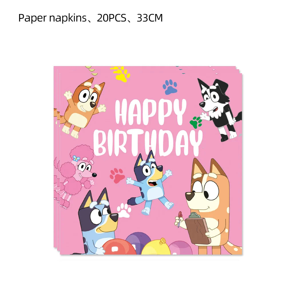 Blue dog Birthday Party Supplies Goodie Bag Stuffers Fillers Tableware Plates Cups Napkins Tablecloth Party Favor Decorations
