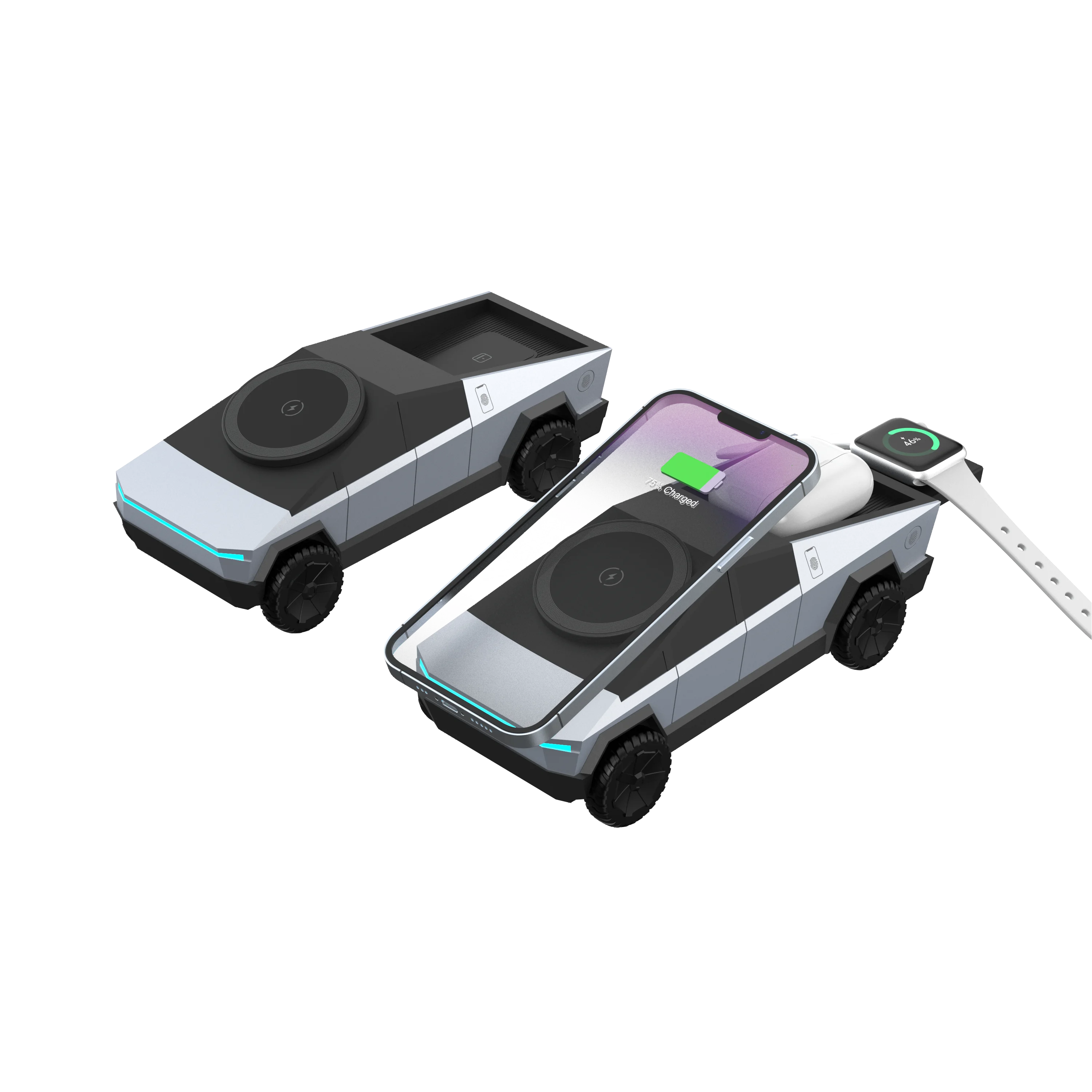 Cybertruck multifunctional 3-in-1 wireless charger—perfect for iPhone, iWatch, and AirPods!