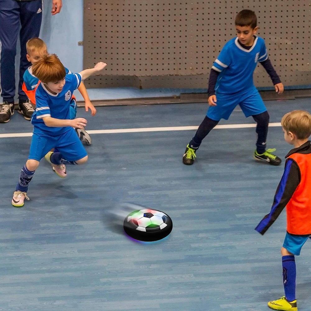 Score big fun with this electric floating soccer ball toy—featuring LED lights and music to keep kids entertained for hours!