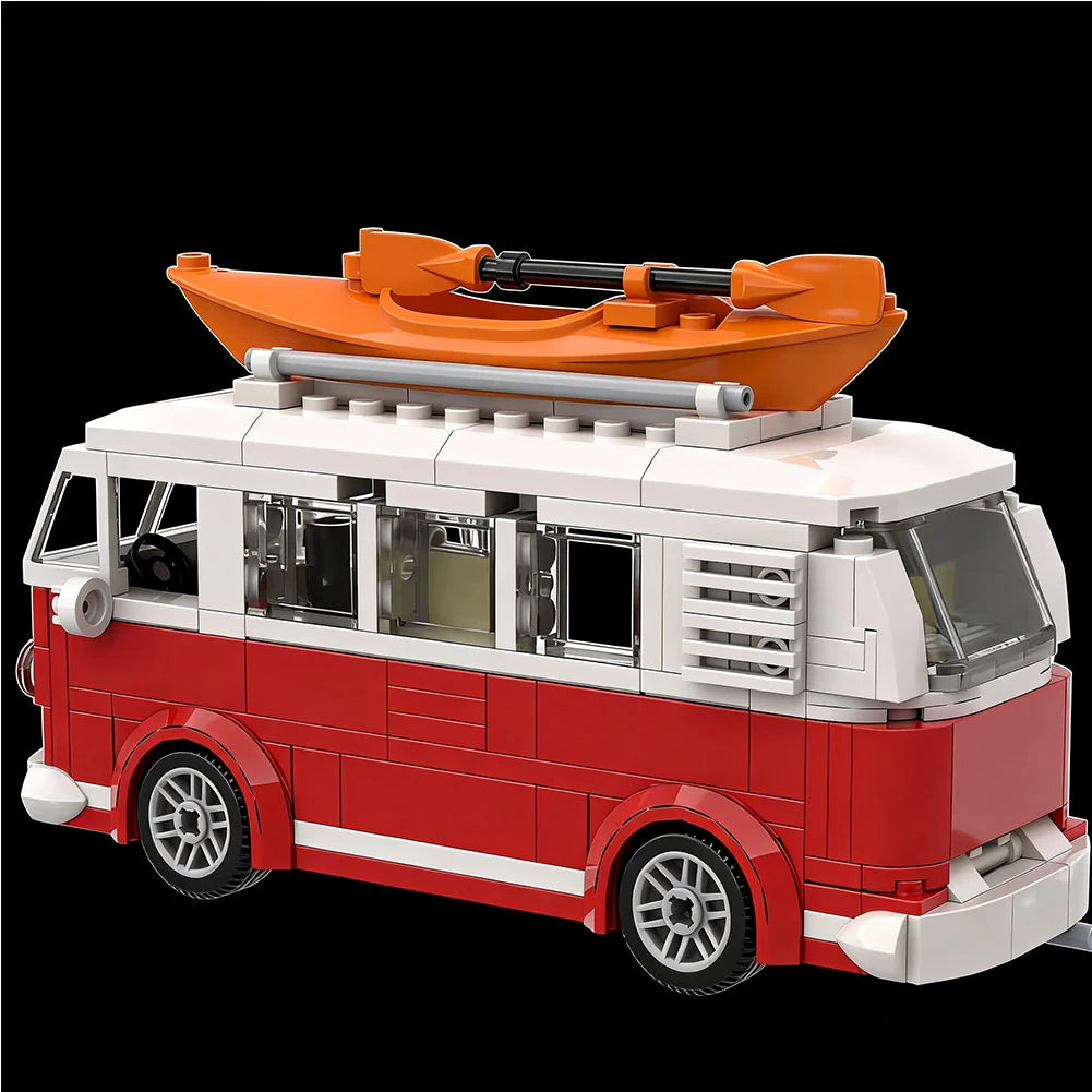 Technical  Creative Vehicle MOC City Camper Travel Trip Car Blocks T1 MOC-Designer Suit Building Party Gifts Holiday C