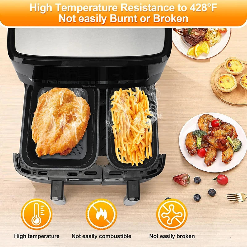 Air Fryer Accessories For 5.2L/3.1L Dual Zone Basket Silicone Air Fryer Liners Airfryer Baking Grill Racks Oven Cooking Trays