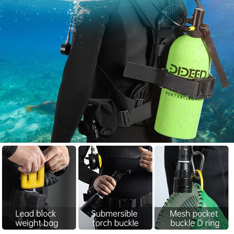 DIDEEP 4L Mini Scuba Diving Tank Set,Up to 40-60Mins Underwater Diving Cylinder,High-capacity Portable Lung Gear with HD Masksk