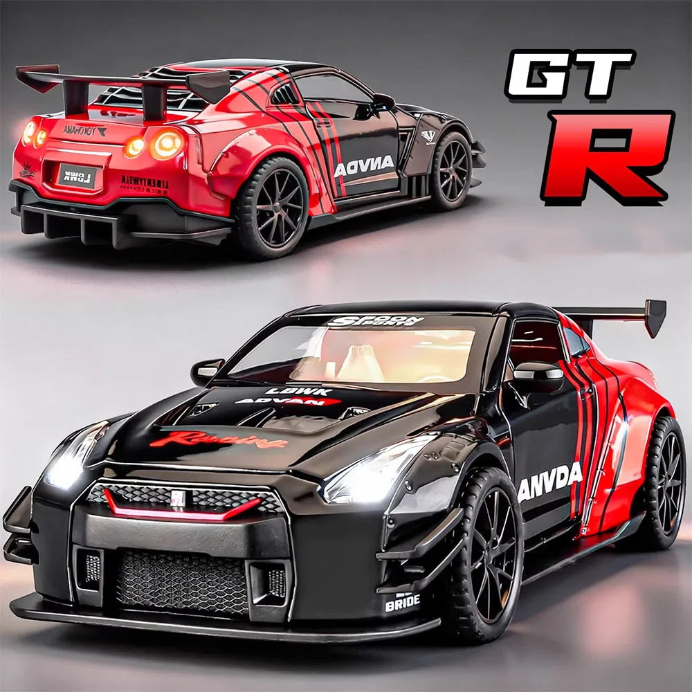 1:32 GTR Panamera Model Sports Car Toys Alloy Diecast Sound Light Doors Opened Exquisite Body Pull Back Collection Supercars