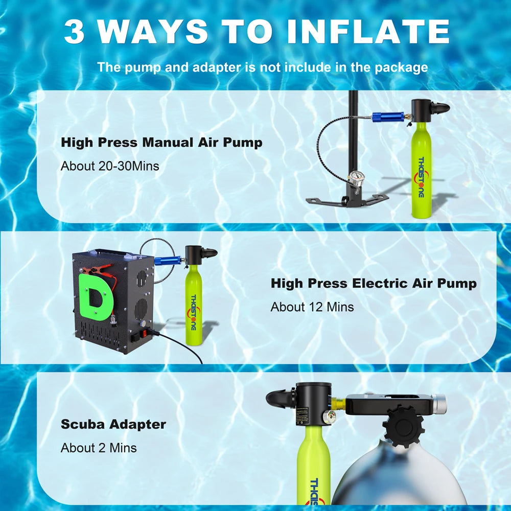 THAIITONEE-0.5L Mini Scuba Diving Tank, Backup Air Cylinder Emergency Rescue Pony Bottle