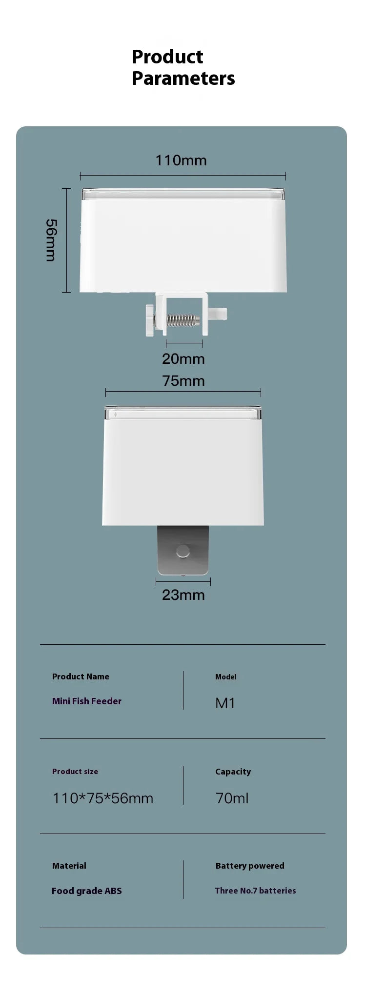 LED Aquarium Digital Fish Tank 70ml Intelligent Digital Automatic Fishes Feeder with Timer Pet Feeding Fish Food Dispenser Food