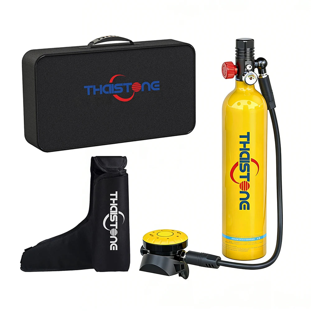 THAISTONE-1L Portable Scuba Diving Tank Underwater Oxygen Cylinder Professional Diving Equipment with Adapter, 15-25 Minutes