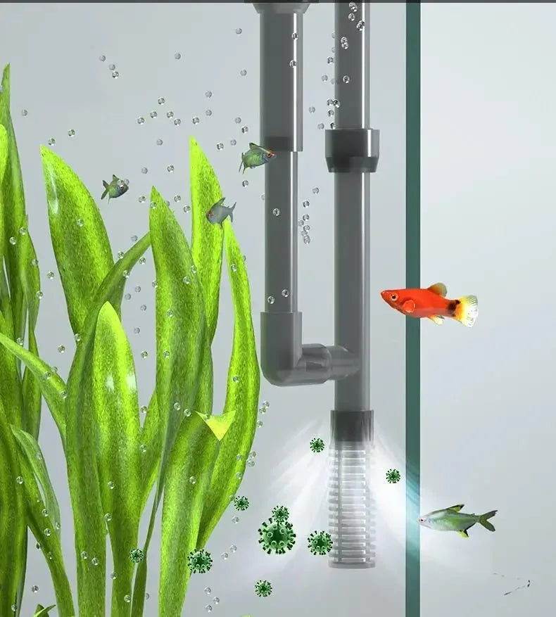 Aquarium Fish Tank Filter 110V 220V Wall Mounted Filter Pump Oil Removal Film External Grass Tank Filter Water Flow Adjustable
