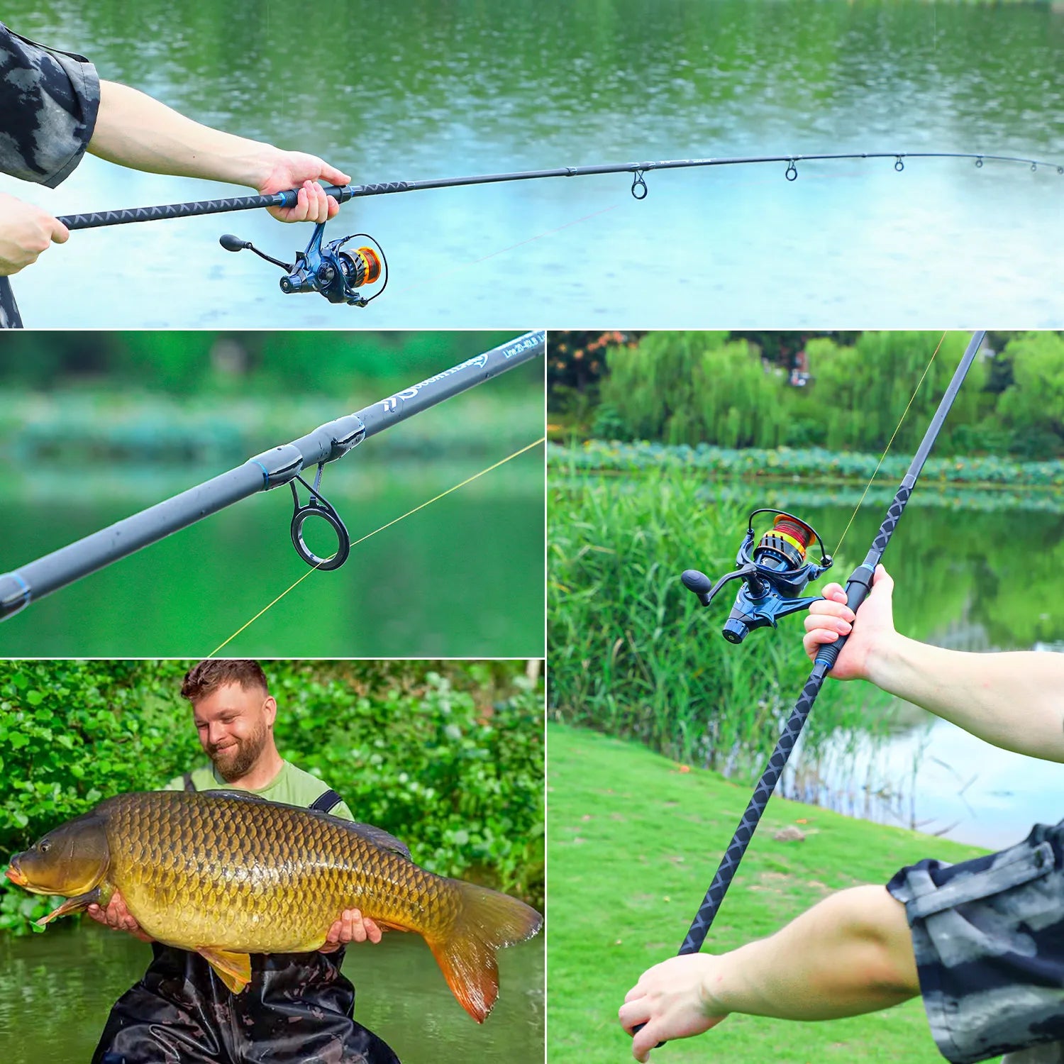 Sougayilang 3-Piece Long Casting Rod High Tonnage Carbon Fiber Lightweight Tough Non-Slip Grip 12-40lb Line Wt. Big Game Fishing