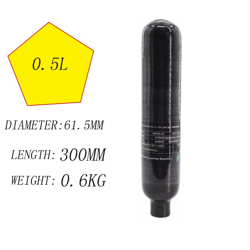 4500Psi 30Mpa 0.5L 0.42L 0.36L 500CC 420cc 360CC Carbon Fiber Cylinder Steel Bottle  Portable Tank M18*1.5 Thread