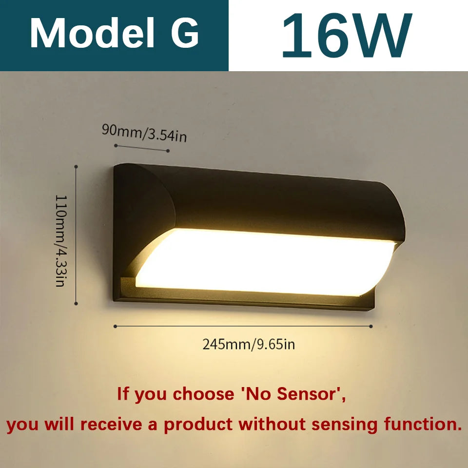 LED Outdoor Wall Light Wall Lamp Motion Sensor AC110V 220V Waterproof Modern Indoor Home Balcony Path Porch Garden Decoration