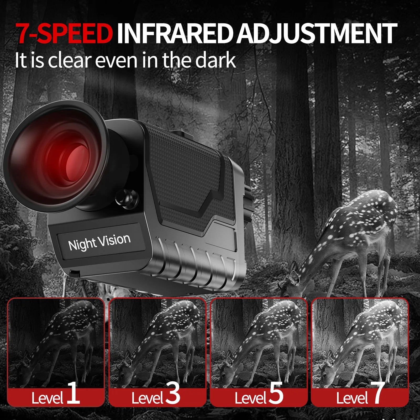 8260 Night Vision Monocular Small Compact Mini 4K Infrared NVG Goggles for 100% Darkness 400 Meters 8X Digital Zoom HD Head Mounted Digital Hands-free Flip-up Rechargeable Night Vision Monocular