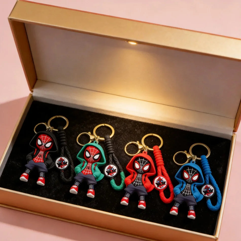 Marvel Spider-Man Silicone Key Ring, Cartoon Character Mini Figurine Keychain, Anime Merch Bag Accessories, Birthday & Holiday P