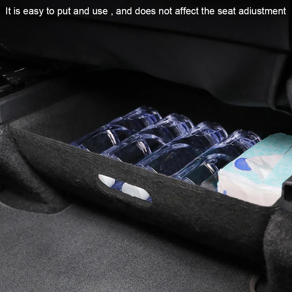 For Tesla Model Y High Capacity Organizer Case Felt Cloth Drawer Holder Under Seat Hidden Box Storage Box Black Worldmuma