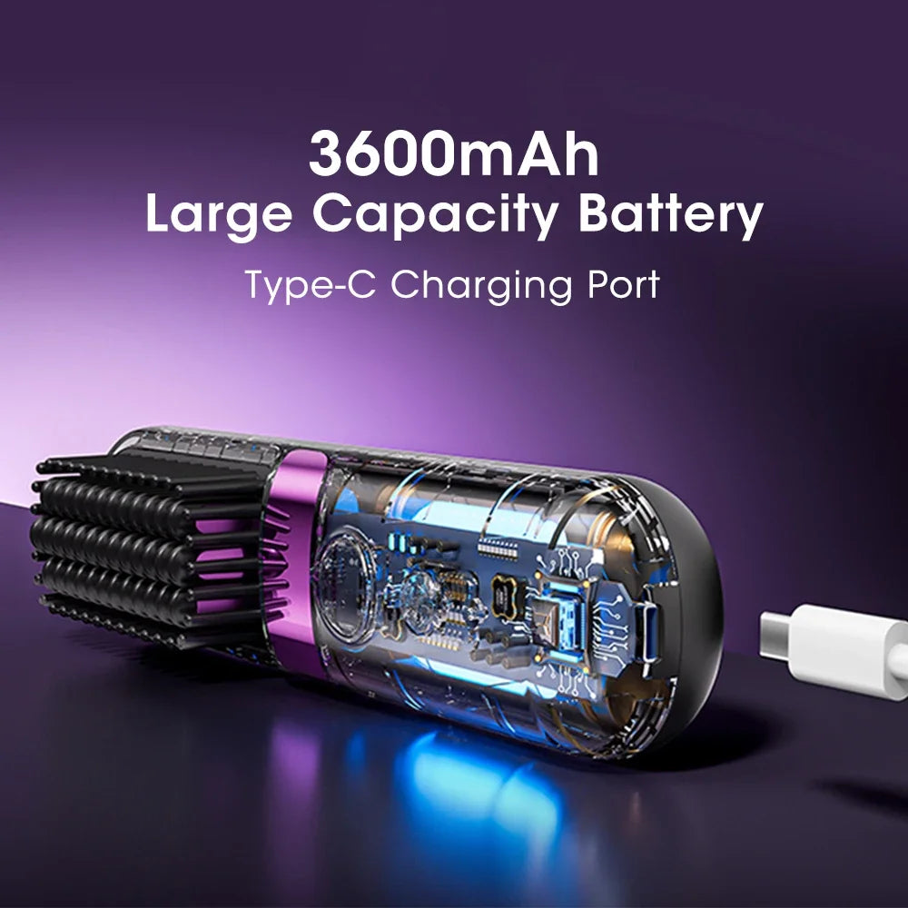 Portable Hair Straightener Brush 4 Temp Setting Cordless Straightening Comb LED Display Ceramic Coating Ionic Technology USB