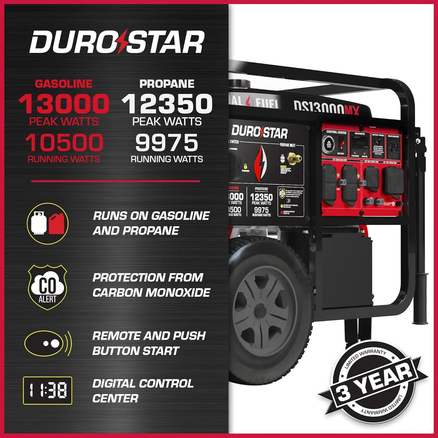 Power your home effortlessly with this bestseller 13,000-watt 500cc dual fuel portable generator—runs on gas or propane, features remote electric start, and delivers reliable whole-home backup power!