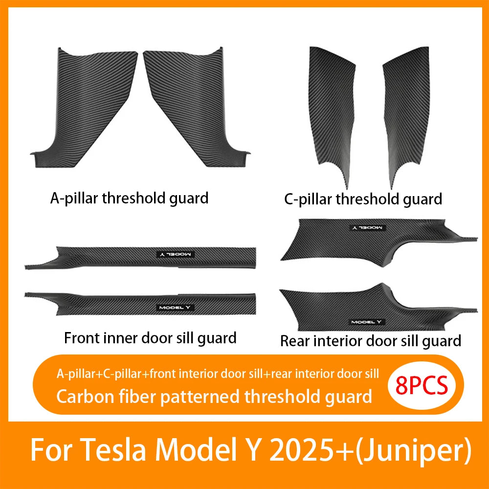 Front Rear Door Sill Guards For Tesla ModelYL/Y Juniper2025 ABS Inner Protector Cover Plate Trim Anti-Dirty Bumper Welcome Pedal