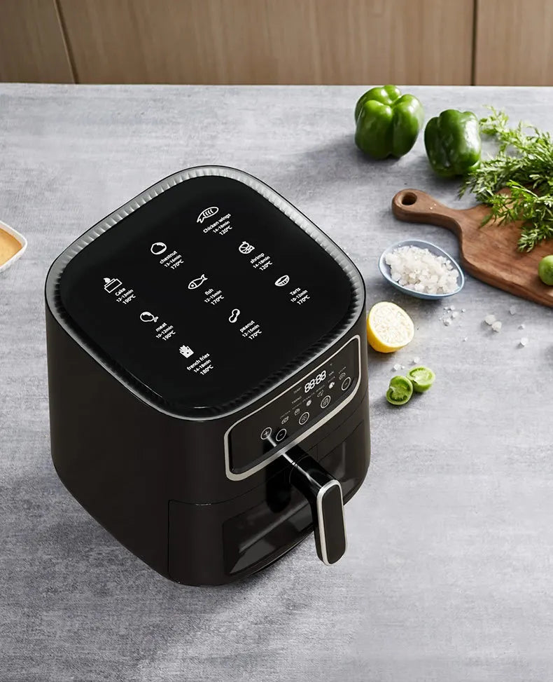 Stainless steel household 10 liter large capacity intelligent electronic digital fryer, oil-free multifunctional touch screen ai