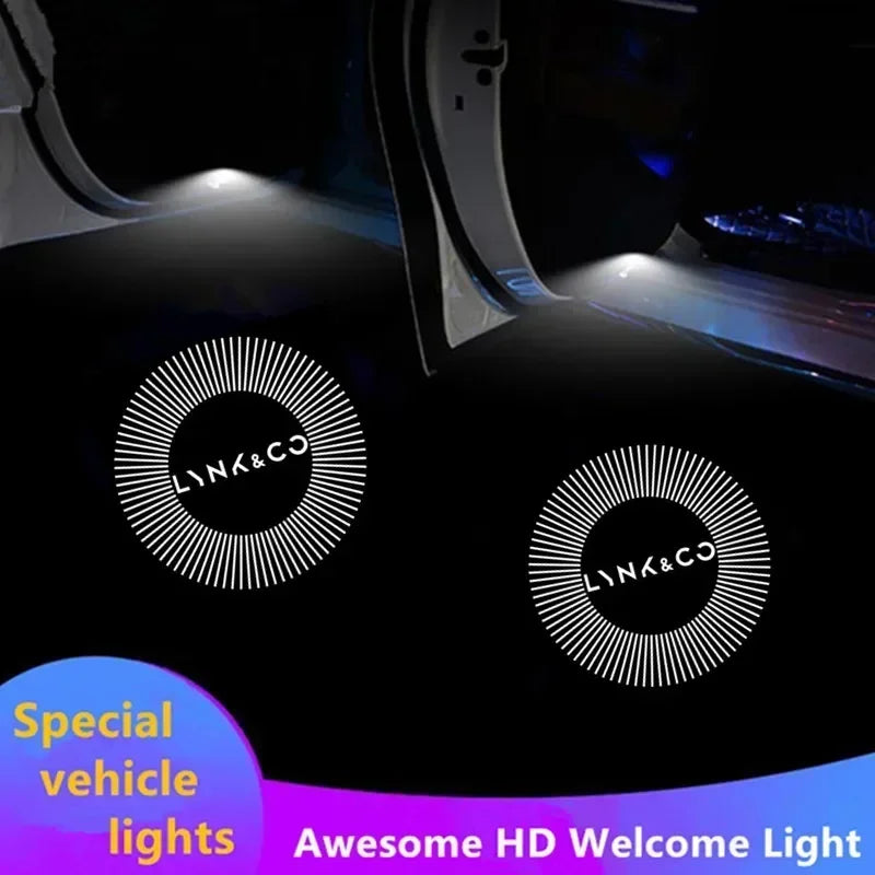 2pcs Led Car Door Welcome Logo Light for Lynk&Co 01 02 03 05 09 2017-2024 Auto Laser Projector Ghost Shadow Lamps